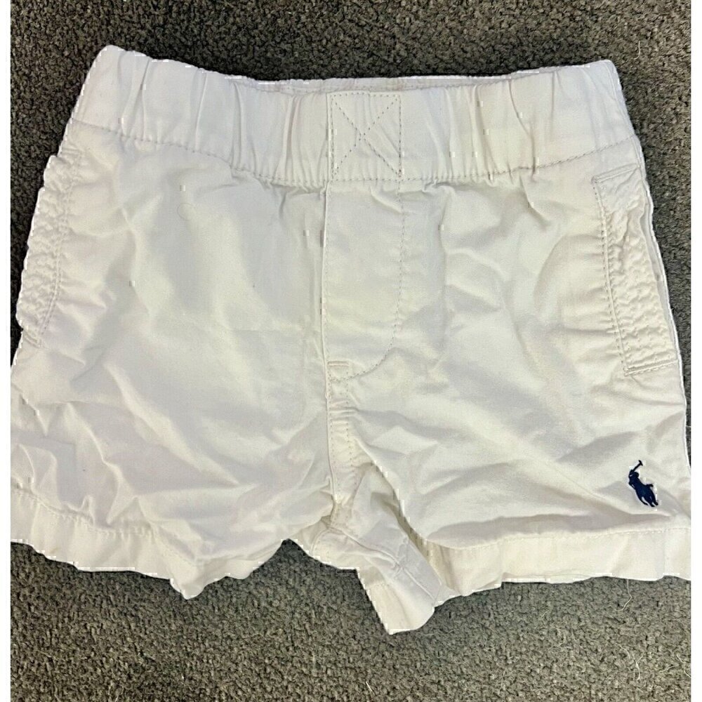 Ralph Lauren Baby Boys Stretch Chino Shorts size 9 M White eUC